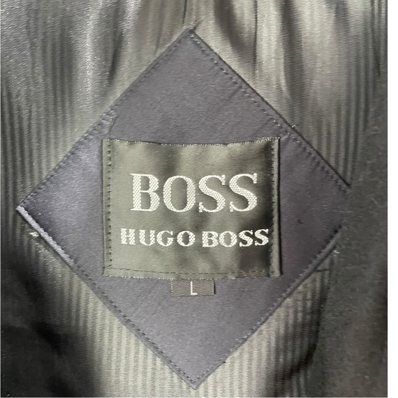 BOSS Hugo Boss Navy Nylon and Wool Lined Tech Trench Size L - Picture 9 of 9